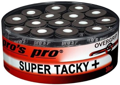 Generisch Overgrip Super Tacky Plus Tape 30 Fasce da Tennis, Colore: Nero