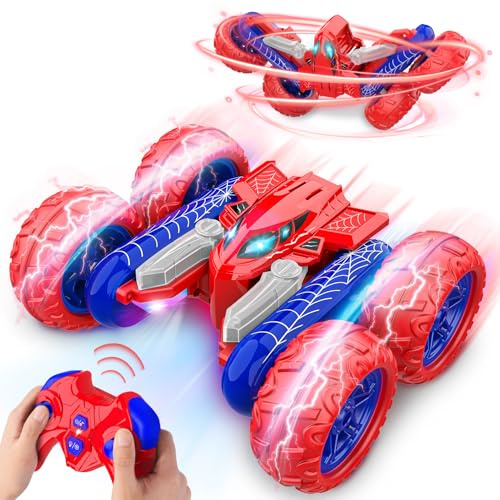 Dreamlandia Coche Teledirigido con Luces para Niños 3+ Años, Vehículo de Control Remoto Que Realiza Acrobacias y Giros, Juguete y Regalo Navidad