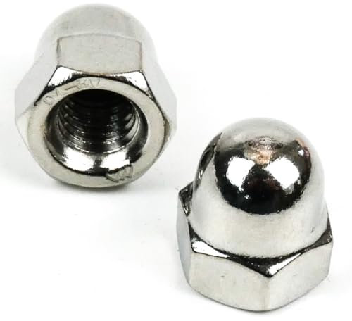 DAUMLINK® Écrou borgne haute DIN 1587, matériau : acier inoxydable V2A (25 pièces) (sim. UNI 5721) pour l'aspect de vis et contre les blessures, la saleté et les dommages (M5)