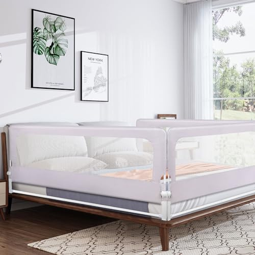 Sänggaller, sängskydd för barn, fallskydd, säng, fallskydd barnsäng, sänggaller för småbarn, babysäng, justerbar höjd (200 x 70 x 26 cm, grå)