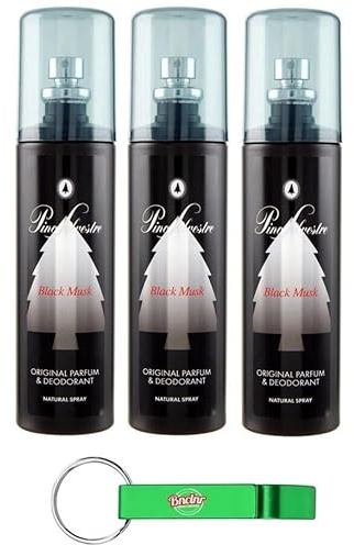 3er-Pack Pino Silvestre Black Musk Original Parfum & Deodorant Spray 125ml + Beni Culinari Kostenloser Schlüsselanhänger