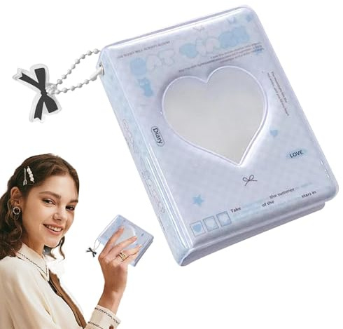 Generic Photocard Binder, 40 Pockets A5 Photo Card Storage Book, Heart Hollow Photo Card Holder, Blue