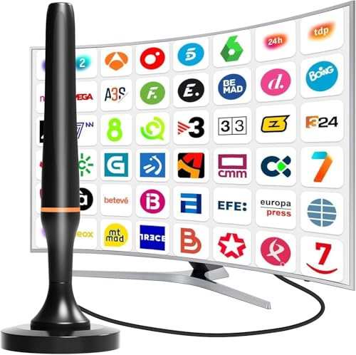 Antena TV Interior Potente, Antena de TV para Canales Locales,HDTV de Larga Distancia, admite el Canal 4K 1080p