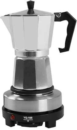 RjcdOPL Cafetière Électrique Italienne avec Base 500W, Pour 6 Tasses à Espresso, 5 Températures Réglables jusqu'à 200℃, Alliage d’aluminium, Arrêt Automatique (300ml)