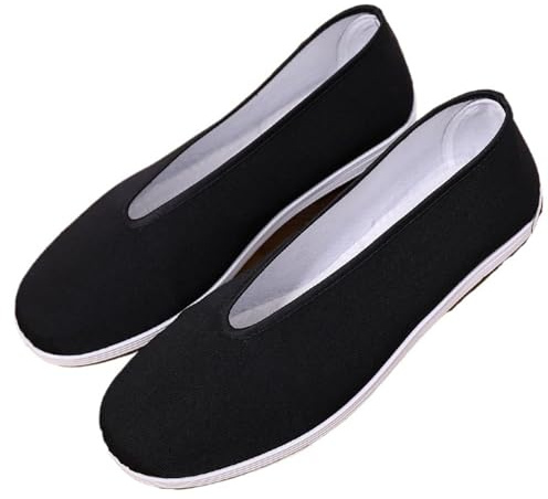 Chinese Kung Fu Shoes Canvas Shoes Old Beijing Leisure Outdoor Martial Arts Shoes(Black1,37)