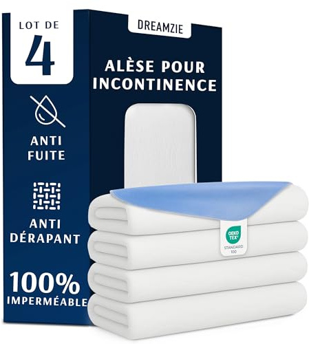 Dreamzie Inkontinenzunterlage Waschbar 75 x 90 cm - Matratzenschoner Saugfähig und Wasserdicht - Inkontinenz Bettunterlage - 4er-Set