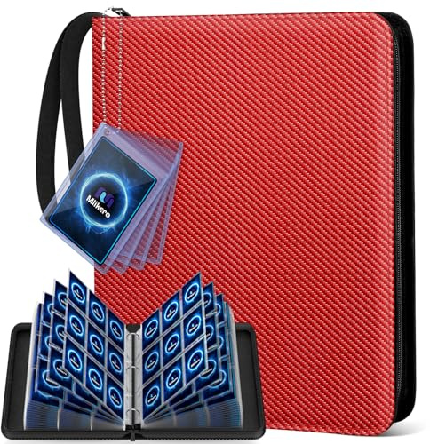 Mlikero 9 Pockets Trading Card Binder, 720 Pockets Trading Card Albums with Sleeves, Card Organiser Card Folder Fit for MTG and TCG Football Sports Cards (Red)