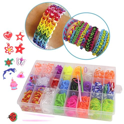 FLYPOP'S - Malette de 1400 Élastiques - Loisir Créatif - 038658 - Multicolore - Plastique - Bijoux - Jouet Enfant - Bracelet - DIY - Activité Manuelle - Cadeau - Anniversaire - À Partir de 5 ans