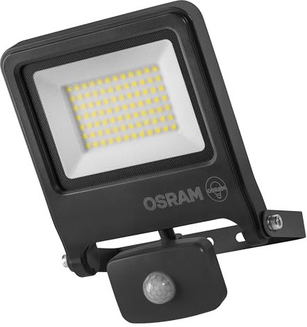 OSRAM Proiettore LED ENDURA FLOOD PC 50W con sensore, 4000K, 5000 lumen, rilevatore IR IP44, portata regolabile fino a 9 m, grigio scuro