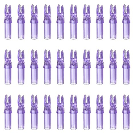 QUARKZMAN Encoches De Flèches en Plastique pour Flèches en Carbone .244/6.2mm pour Arc À Poulies Recurve DIY Chasse Tir (Violet Transparent, Lot de 30)