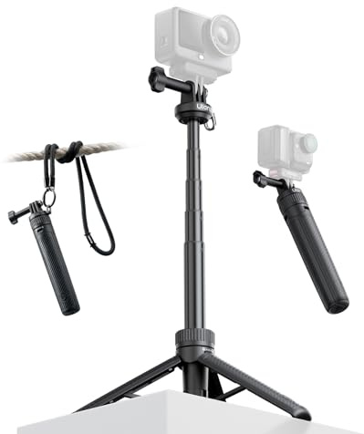 Ulanzi MT92 Actionkamera Selfie Stick Kompatibel med Go Pro, 2-i-1 Utdragbart Handtag Resestativ för Selfie Stick, Ministativ för DJI Action 5/6
