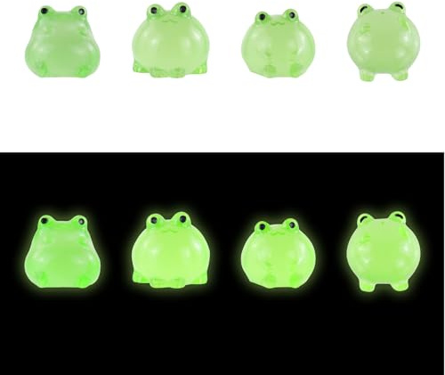 MultiValue 20 PCS Creative Fish Tank Decorations, Glowing Plump Frogs Mini Resin Animals Figures for Garden DIY Miniature Landscapes Car Decorations (A)