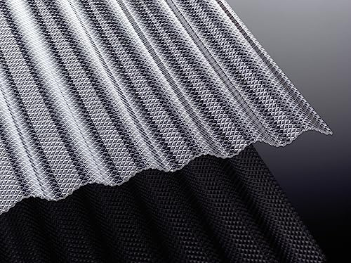 Highlux® Acrylglas-Profilplatte Wellplatte Lichtplatte, 3mm Stark, Sinus 76/18, glasklar, Wabenstrukt 1045mm x 2000mm