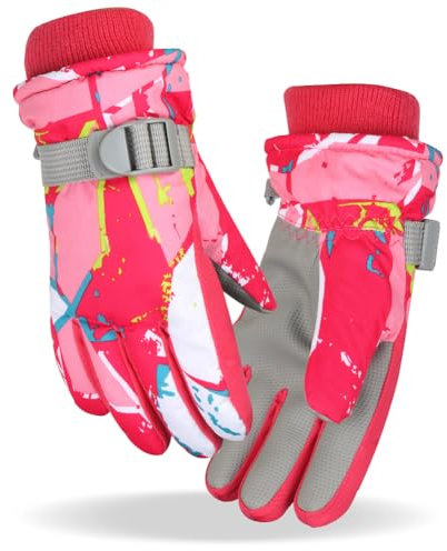 Fengzio Skihandschuhe für Kinder wasserdichte und Winddichte Winterhandschuhe Warm Sporthandschuhe Snowboard Handschuhe für Outdoor-Sport in Winter Fahrradhandschuhe Warme Handschuhe