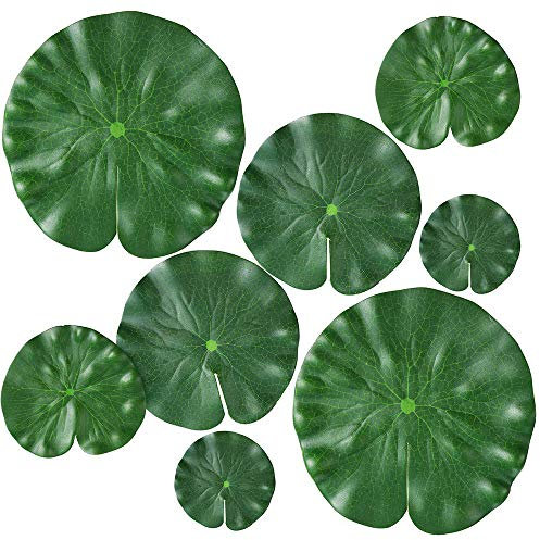 thovorrnl 8 piante galleggianti artificiali di loto, foglie di 4 dimensioni, realistiche, ninfee per casa, giardino, laghetti, piscina, acquario, decorazione paesaggistica