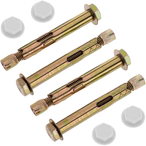 PrimeMatik - Pack de 4 Tacos metálicos de expansión con Tornillo 12x85mm con tapón Blanco