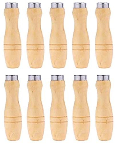 10PCS Wooden File Handle, with Metal Collars, for File Cutting Tool Craft ï¼ˆ4 Inch ï¼‰, qzjijosen