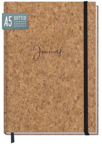 paper&you® dotted Journal A5 mit Gummiband Kork 156 Seiten, Notizbuch gepunktet, Tagebuch - nachhaltig & klimafreundlich