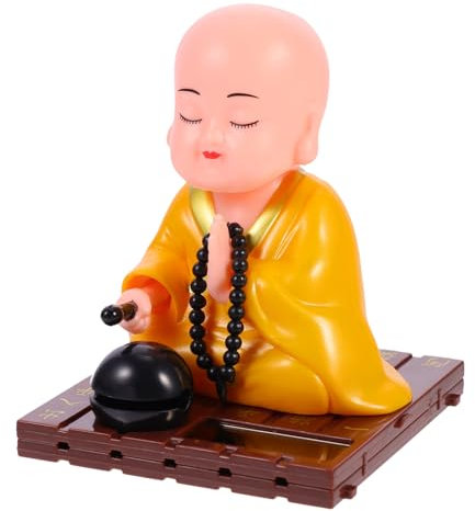 Amosfun Solarbetriebene Kleine Mönchsfigur Süßes Auto-Desktop-dekor Lebendige Handgefertigte Kleine Monk-Statue Aus Leichtem Kunststoff Farbenfroh Farblich Passend Für Innenraum Geschenkid