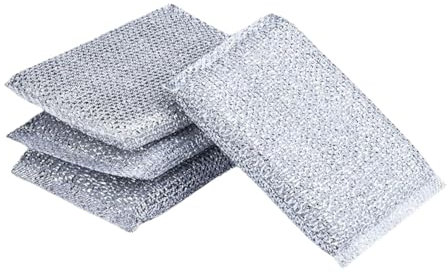 HOMESHOPA - Esponja de cocina antiarañazos, esponja de cocina plateada para cubiertos, ollas, sartenes, encimeras, estufas, fregaderos, almohadillas de limpieza multiusos (4)