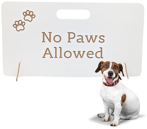 No Paws Stair Gates for Dogs | Dog Gate No Drilling | Indoor Pet Barrier Portable Wooden Puppy Gate for Stairs and Doorways Dog Stopper (White Melamine, 40cm (Height) x 70cm (Length))