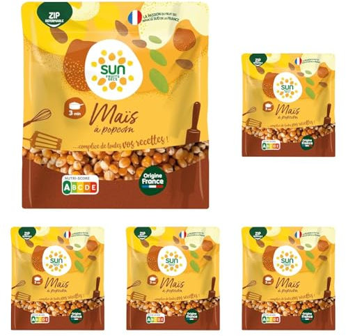 SUN - Maïs à Éclater 250 g - Maïs pour Pop Corn - Pour Casserole & Machine à Popcorn (Lot de 5)