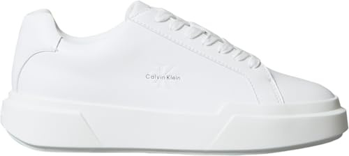Calvin Klein Sneaker con Suela Cupsole Mujer Chunky Laceup de Piel, Blanco (Triple Bright White), 38