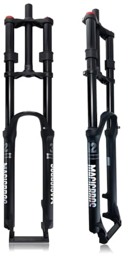 DH Mountain Bike Suspension Fork 26 27.5 29inch Travel 180mm MTB Double Shoulder Air Fork 1-1/8 Straight Double Crown Downhill Forks 9 Mm QR Disc Brake Front Fork Adjustable Rebound (Black,27.5Inch)