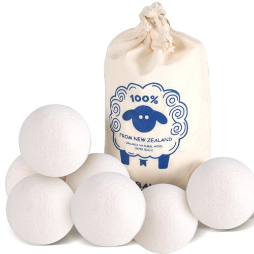 Wool Dryer Balls (2.4)6-Pack, Dryer Balls Laundry Reusable, Natural Fabric Softener, Reduces Clothing Wrinkles, Cuts Drying Time, A More Effective Alternative to Plastic Balls and Liquid Softeners