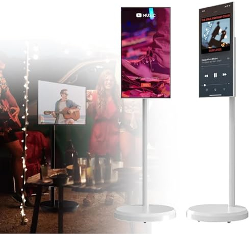 32 Inch Smart Portable TV, 8+128GB, Android OS 12, 1080P Portable Touch Screen Monitor on Wheels, Portable TV Tabletwith 8MP Webcam,Remote Control,Full Swivel Rotation Monitor 24inch-8+128G