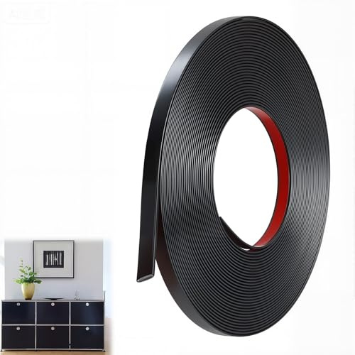 ddckj 24M Moulure Adhesive Noir Mat Baguette de Finition PVC Moulure Flexible Convient à Cadres de Miroirs, Fenêtres, Encadrement Porte, Sols, Armoires, Bords de Carreaux(Lg:0.64cm, E:0,3cm)