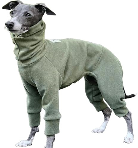 Mjuk fleece kläder för italiensk greyhound, varma hundpyjamas, hundklädsel för kallt väder, hundoverall för whippet (grön, storlek 3)