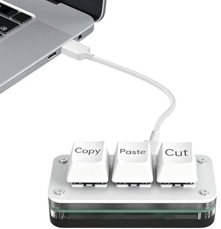 Klistra in tangentbord för datorkopiering – makrokontroll | Kompakt tre knappar ergonomisk USB-inmatningsenhet för arbetsstation studio grafisk redigering av arbetsstation