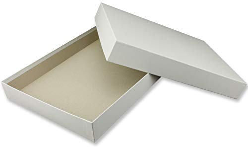 Hochwertige Aufbewahrungs- und Geschenkboxen - 1 Stück- DIN A4 - weiss bezogen - 302 x 213 x 40 mm