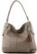 modamoda de T185 Damen Leder Schultertasche Handtasche handmade in Italy, Farbe:Taupe