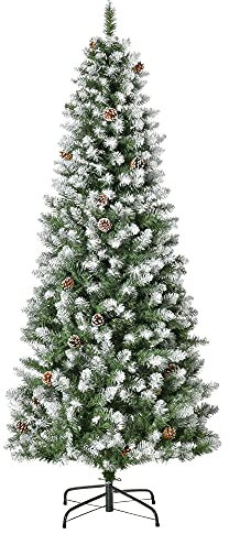 HOMCOM Árbol de Navidad 180 cm Árbol de Navidad Grande con 630 Puntas 37 Piñas Base Plegable y Soporte de Acero para Decoración de Interior Verde