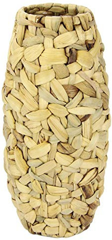 Wasserhyazinthenvase Blumenvase Topf Übertopf Vase für künstliche Blumen Kunstblumen oder Pampasgras Pflanzen Muttertag Deko längliche große schmale hohe Handgemachte geflochtene Tisch-Vase Bodenvase