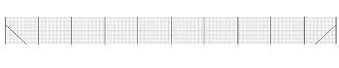 vidaXL Clôture en Treillis Métallique et Ancrage, Panneau de Clôture Décoratif, Barrière de Protection Jardin Patio Extérieur, Anthracite 1,4x25 m