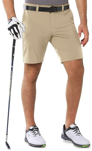 Outdoor Ventures Herr golfshorts UPF 50 stretch golfshorts lätta snabbtorkande 25 cm korta golfbyxor med 3 tehållare och fickor för golf