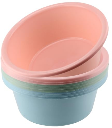 MUKLEI 12 Pack Round Plastic Wash Basin, 10x4 Inch Portable Small Plastic Washtub, Stackable Dish Tub for Home Kitchen Camping Outdoor Indoor