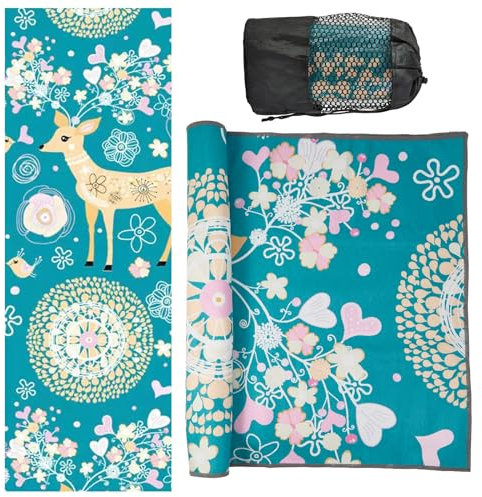 Yoga-Handtücher, rutschfest, mit Griffpunkten, super saugfähig, weiche Mikrofaser, Yoga-Decke für Pilates, Fitness und Workout, 183 x 61 cm