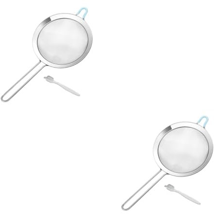 Amosfun 2 Sets Portable Flour Sieve Set Mesh Strainer Easy Clean Multi-Function Flour Strainer