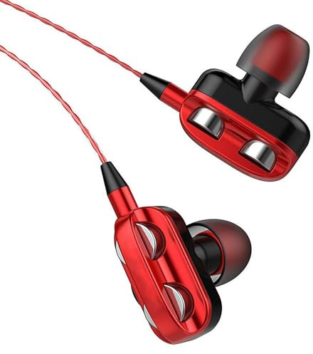Wired Earbuds, in-Ear Earbud Headphones with Mic, Wired Earphones in Ear Headphones HiFi Stereo, 3.5mm/Type-C Lightweight Wired in Ear Earbud Headphones Tangle-Free Cord -Waterproof (red)