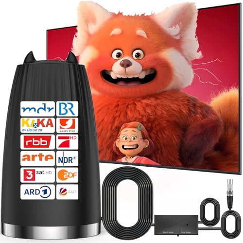 DVB-T/DVB-T2-Antenne, Neueste HDTV Zimmerantenne für Fernseher, Rewave TV Antenne Großer Reichweite und 360° Empfang verstärkte Unterstützung Signalverstärker Geeignet für 4K 1080p & Alle TV-Geräte