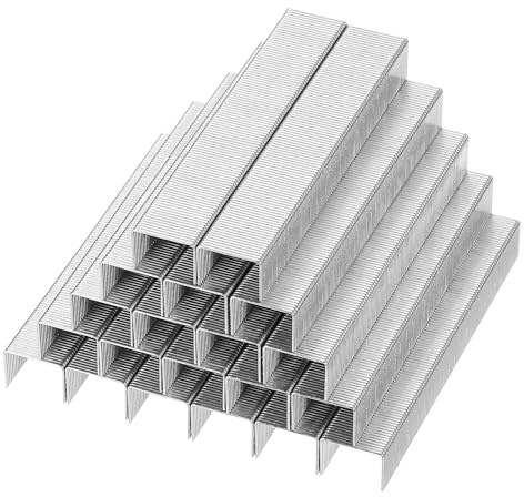 PATIKIL 23/10 Agrafes pour agrafeuse, 2 boîtes de 2000 pièces 3/8 Longueur de jambe Agrafes standard à pointe plate ciseau sans bourrage pour fournitures de bureau à domicile, argent