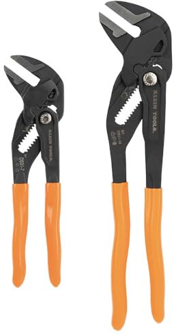 Klein Tools D53102KIT Adjustable Pliers Wrench Set, Compact High-Leverage Parallel Smooth Jaw Pliers, 7-Inch and 10-Inch, 2-Piece