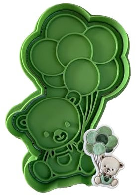Tagliabiscotti.it - Orsetto con palloncini - Stampo per creare decorazioni in pasta di zucchero o biscotti, baby shower, battesimo - Nascita - Compleanno Cookies cutter - Tagliabiscotti - 10cm x 7cm