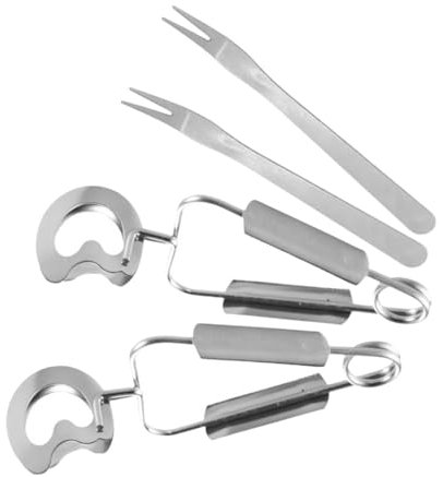 OUNONA 2sets Stainless Steel Clip for Kitchen BBQ and Seafood Multi-Function Food Serving Utensil for Fruit Cake and Salad Preparation