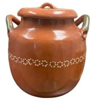 Handmade Clay Bean Pot with Lid – Authentic Traditional Mexican Pottery for Beans, Soups, and Stews (8, Liters)