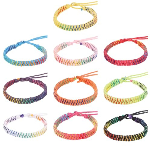XLIUAX 10 Stücke Handgefertigt Freundschaftsarmband Geflochten, Böhmische Regenbogen Armbänder Verstellbar Freundschaftsbänder Farbe Partnerarmbänder für Damen Herren Handgelenk Fußkettchen